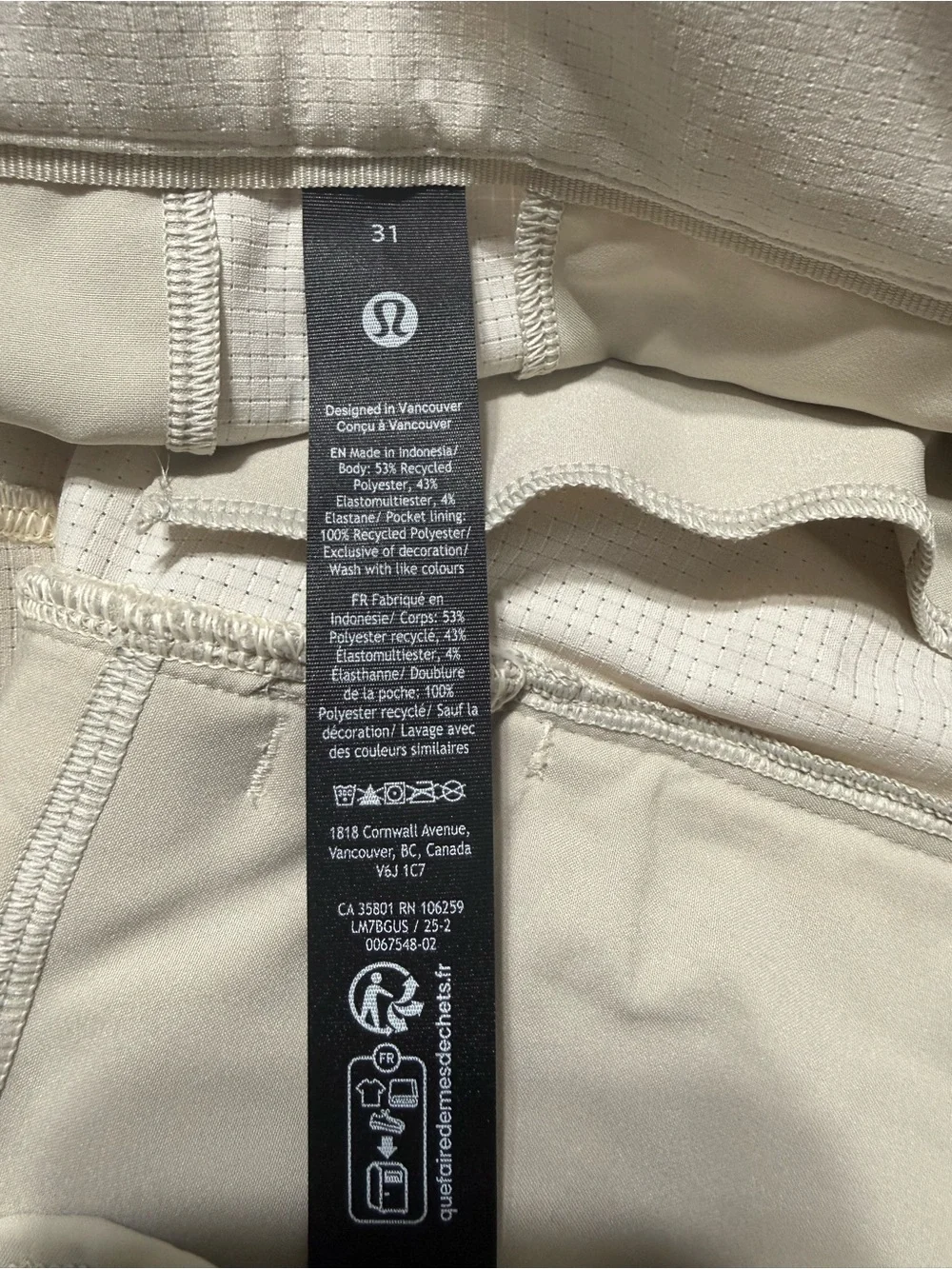 lululemon athletica Cream Flat-Front Men's Shorts